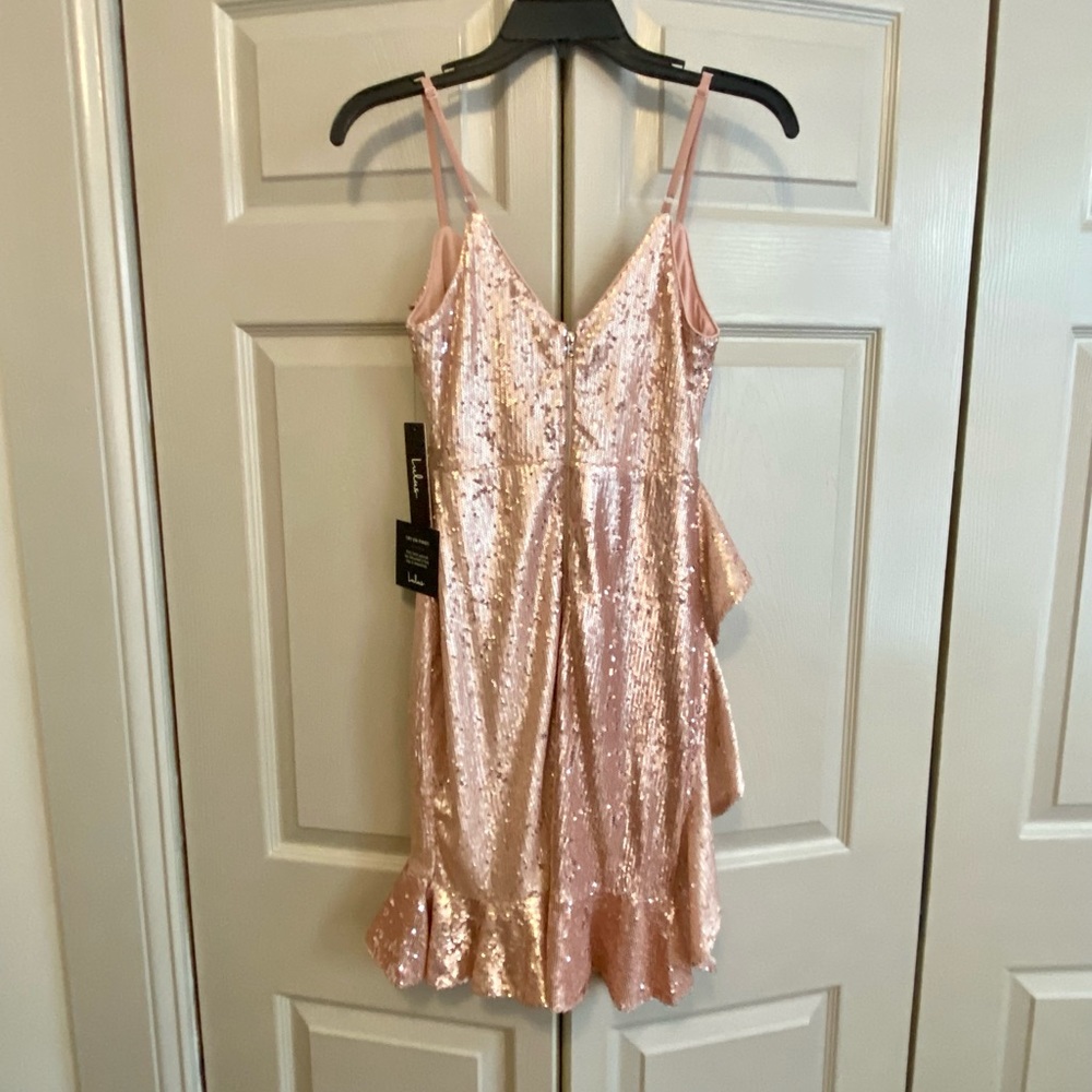 Lulus Clementina Rose Gold Pink Sequin Ruffle Mini Dress - Picture 5 of 11